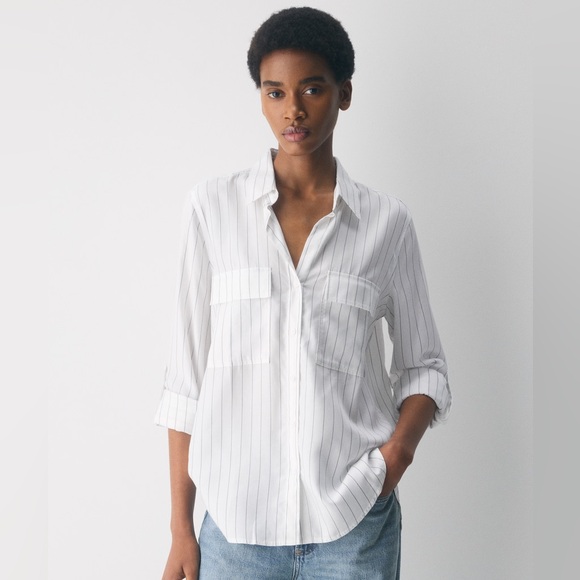 Aritzia Tops - Aritzia Babaton Pinstripe Button Front Utility Shirt XS